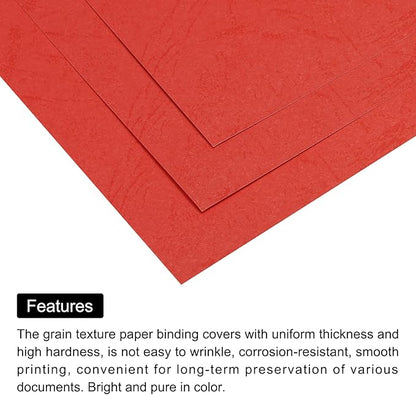 MECCANIXITY 100pcs A4 8-1/2 x 11.5 Inch Presentation Binding Covers Letter Size Leather Textured Grain Paper Un-Punched for Business Reports, Red