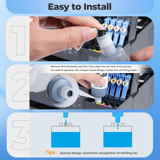 542 Ink Bottle ET-5150 ET-5170 ET-5180 ET-5850 Replacement for 542 Ink Refill Bottle for Ecotank Pro ET-16650 ET-5880 ET-5800 ET-16600 5800 5880 Printer, 5 Pack