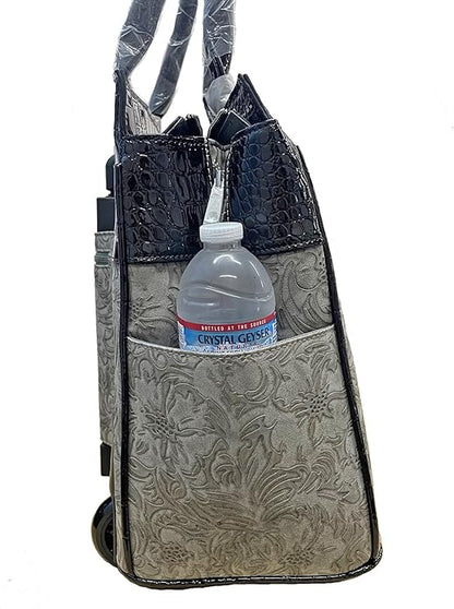 JKM and Company Alligator Compatible With Computer iPad, Laptop Tablet Rolling Tote Bag Briefcase Carryall Bag