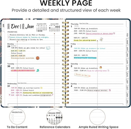 2026 Planner, Aesthetic Weekly and Monthly Planner for Women, Jan 2026 to Dec 2026, Hardcover 2026 Calendar Book with Monthly Tabs, Inner Pocket, Perfect for Office Home School - A5 (6.3" x 8.5"), Golden Flutter