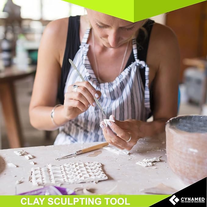 CYNAMED 10 Pc Stainless Steel Spatula Wax & Clay Sculpting Tool Set