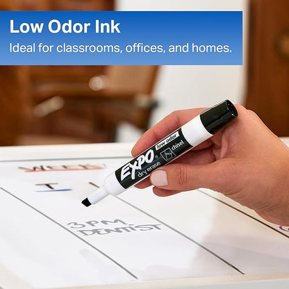 EXPO® Dry Erase Markers Set, Mixed Tip White Board Markers with White Board Eraser, Assorted Colors, 11 Count