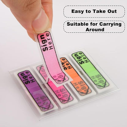 600pcs Stickers(6 Pack) Sign Here Labels, Sign Here Flags Sticky Notes Initial Here Stickers with Dispenser Arrow Labels Easy to Post for Office School Notary Books(Colorful)