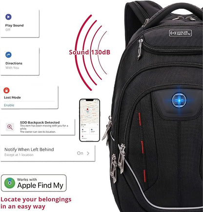 Swissdigital Design TSA Laptop Backpack Men's USB Charging Port Large Capacity Business Travel Backpack Black| With Apple Find My Network (TERABYTE J16BTFB-41) One Nation One World