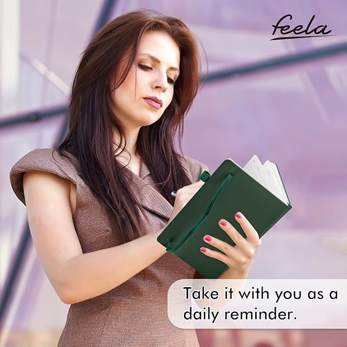 feela Hardcover Notebook For Work, Classic Ruled Lined Journal Set School Business Supplies, with 3 Black Pens, 120 GSM, 5.1”x8.3”, 3 Pack, A5, Vintage Colors