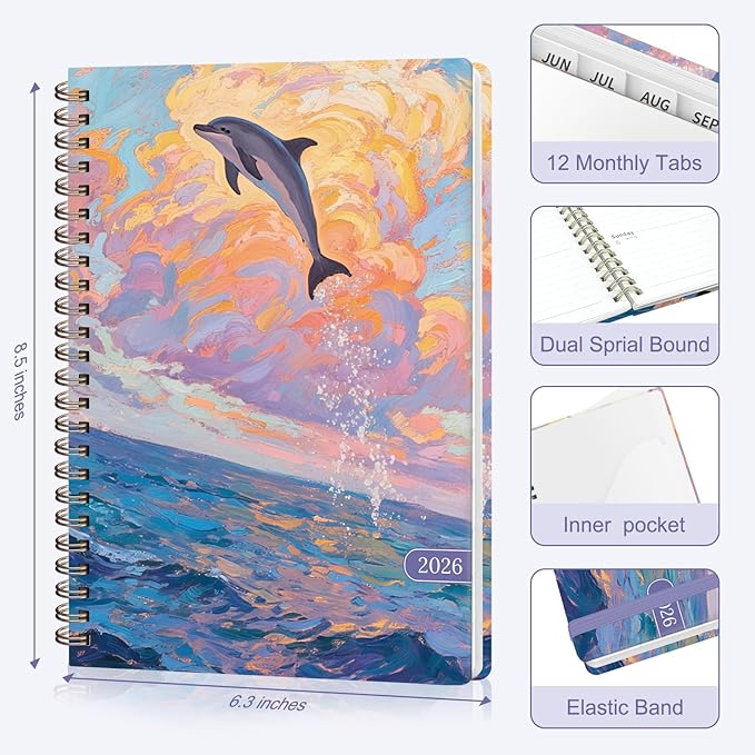 2026 Planner, Weekly and Monthly Academic Planner Calendar (JAN.2026 - DEC.2026), Planning Agenda Book, for Office Desk Accessories and School Supplies, A5(6.3" x 8.5")