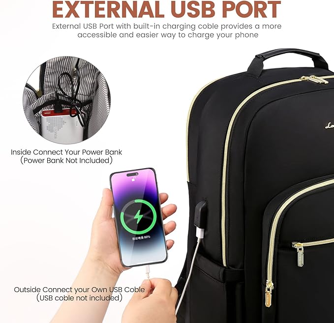 LOVEVOOK Laptop Backpack for Women 15.6 inch,Cute Womens Travel Backpack Purse,Professional Laptop Computer Bag,Waterproof Work Business College Teacher Bags Carry on Backpack with USB Port,Black-2