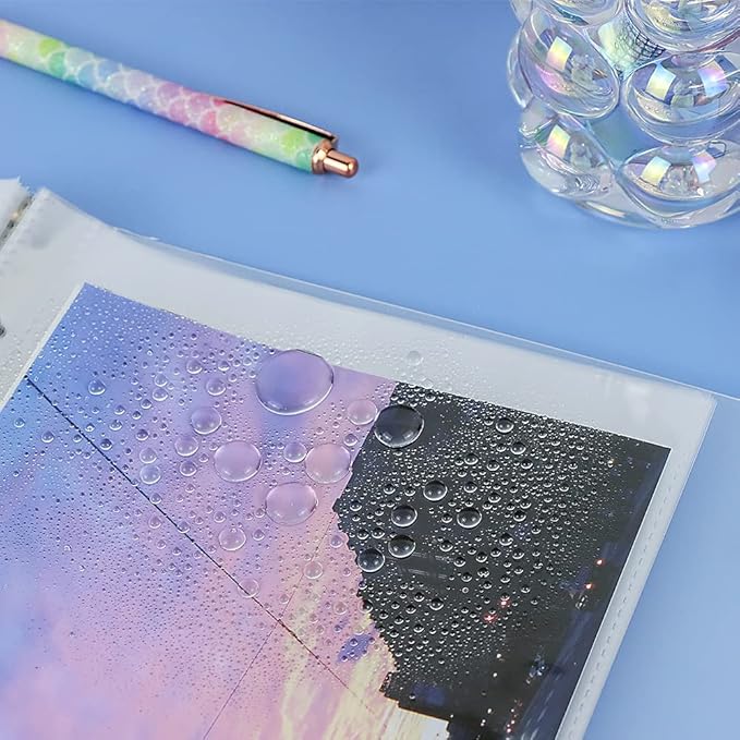 White Frosted PP Kpop Photocard Binder Loose Leaf 6-Ring Wide A5 Photocards Holder with 8 Inch 50 Pockets Photo Pages Transparent Card Sleeve Protectors Page for Photos Cards Album Folder Organizers