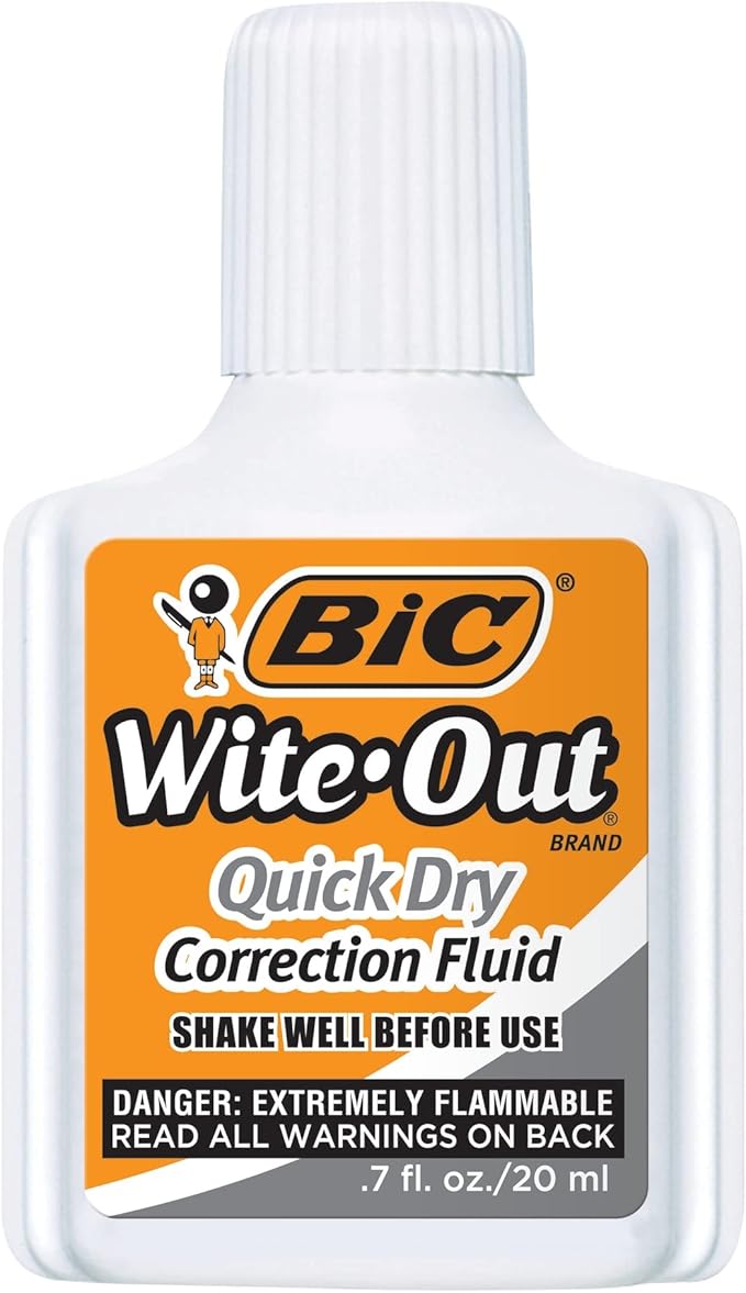 BIC Wite-Out Quick Dry Correction Fluid - 2 pack - white color writeout - white-out