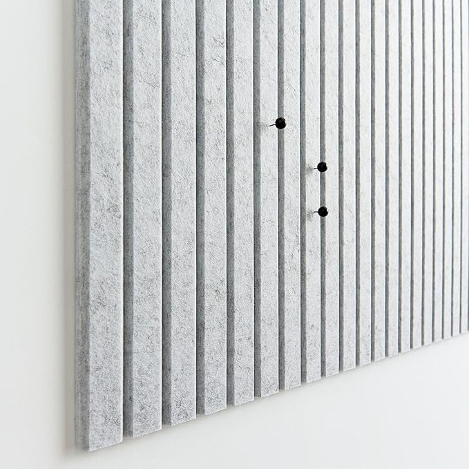 Large Cork Board for Office Black Felt Board Alternative - Slat Wall Paneling, Felt bulletin board tiles for office wall decor, Push pin board Wall organizer for office -12-Pack (Marble White)