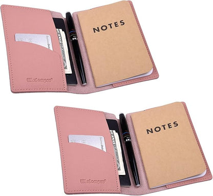 Journal Cover, 2 Pack Wisdompro PU Leather Notebook Cover for Field Notes,or Other 3.5" x 5.5" Pocket Notebooks - Pink