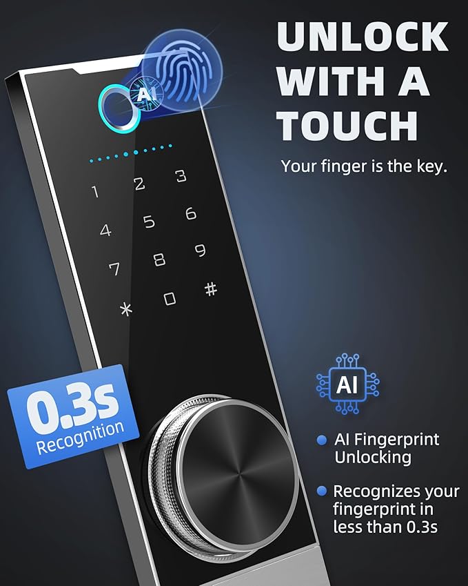 DAYI Biometric Fingerprint Safe Box, 2.0 Cubic Feet Home Safes with Fireproof Bag, Digital Touchpad Security Safe for Money Cash Documents, Dual Alarm System - DF-45 Pro