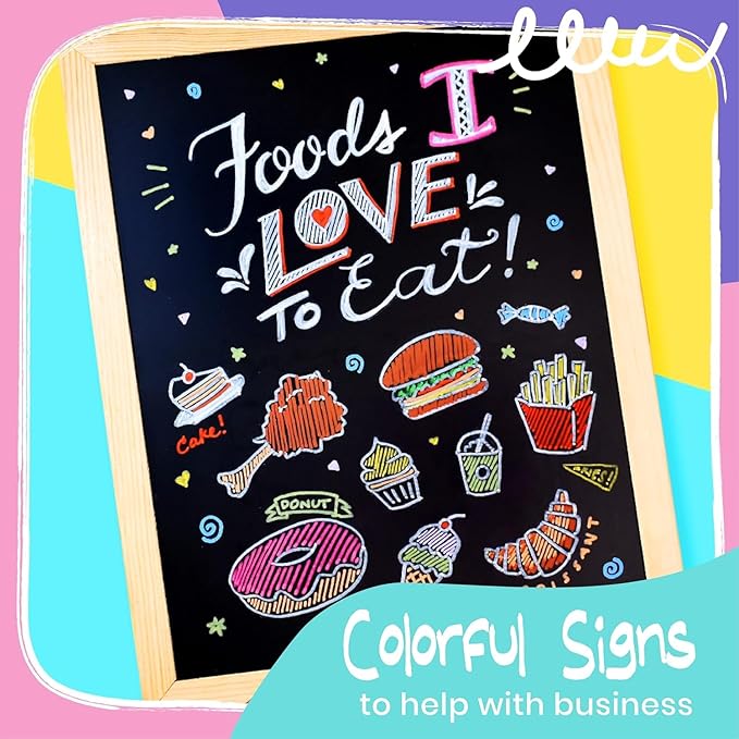 10 Liquid Chalk Markers for Blackboard, Window, Chalkboard, Glass, Car, Mirror, Wall Calendar (10 pack, 6mm Reversible Tip) | Chalk Pens for Dry Erase Board, Chalkboard Markers Erasable