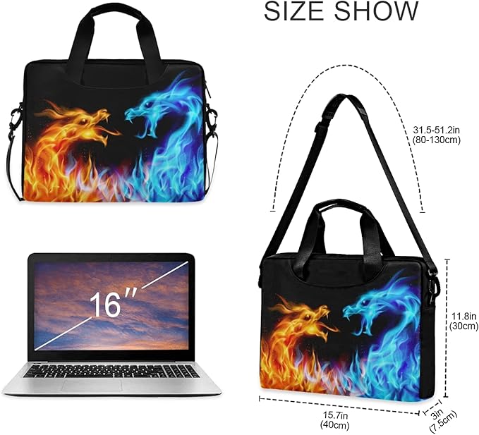 Fire Dragons Laptop Bag Case Laptop Messenger Bag Briefcase for Men Women