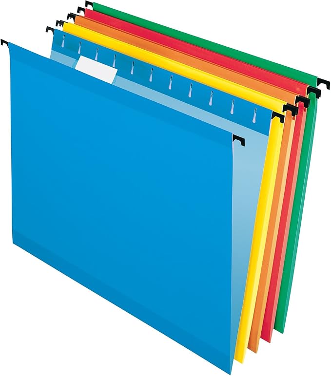 Pendaflex SureHook Reinforced Hanging Folders, Letter Size, Assorted Colors, 20 per Box (6152 1/5 ASST)
