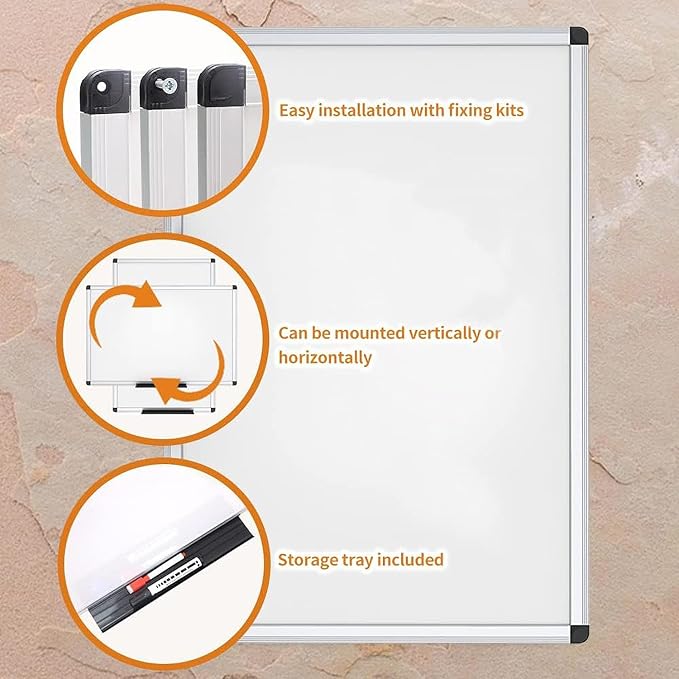 VIZ-PRO Dry Erase Board/Whiteboard, Non-Magnetic, 48 x 36 Inches, Pack of 2, Wall Mounted Board for School Office and Home