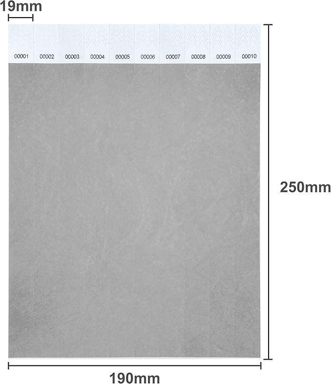 100 Pcs Wristbands, 1-100 Consecutive Numbers Waterproof Tearproof and Printable Wrist Straps Admission Bracelets Tickets (Silver)