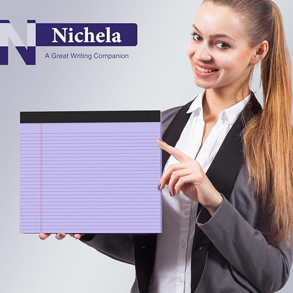 2 Pads Note Pads 11" x 9.5" Legal Pads College Ruled Notepad Micro Perforated Writing Pads Purple Lined Paper 80GSM College Ruled Paper Pad of Paper 30 Sheets Notebook for School, To-Do Lists, Office
