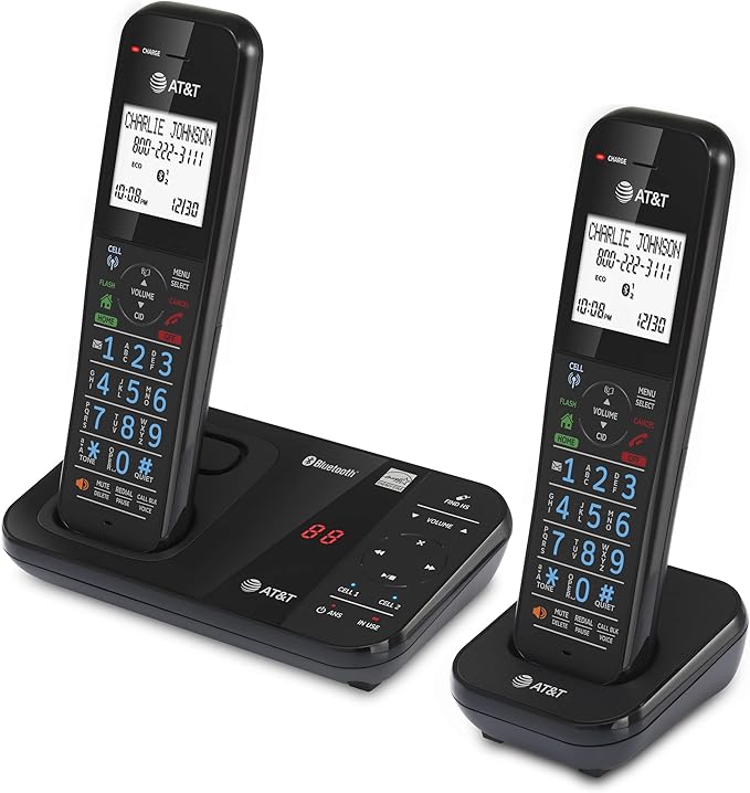 AT&T GL2113-21 Cordless Home Phone with Smart Call Blocker, Bluetooth Connect to Cell, Answering Machine, Full-Duplex Speakerphone