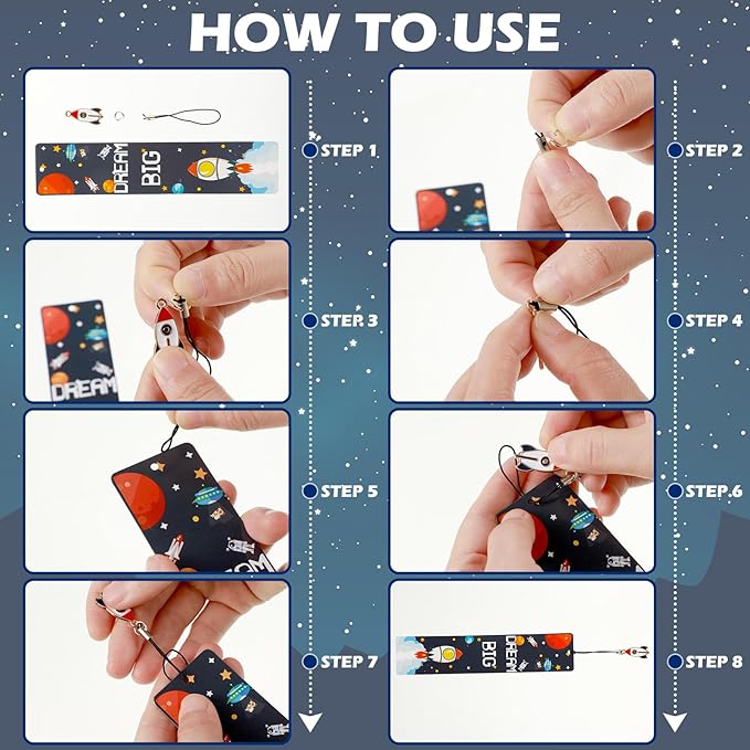 Christmas Space Theme Bookmarks with Metal Charms Planet Rocket Space Ship Theme Bookmarks Inspirational Quotes Bookmarks for Space Christmas Party Favors Gifts Kids Boys Girls Encourage(288 Pieces)