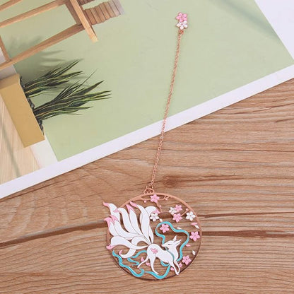 1pcs Metal Bookmark, Beautiful Vintage Bookmarks with Tassels for Women Reader (Nine-Tailed Fox)