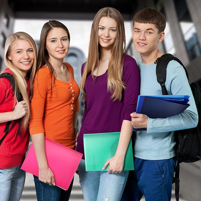 Cholemy 36 Pcs Plastic Pocket Folders with Prong 2 Heavy Duty Pockets Folders with 3 Prongs Letter Size Paper Folders Bulk File Plastic Folders with Fasteners for Office Workers (Colorful)