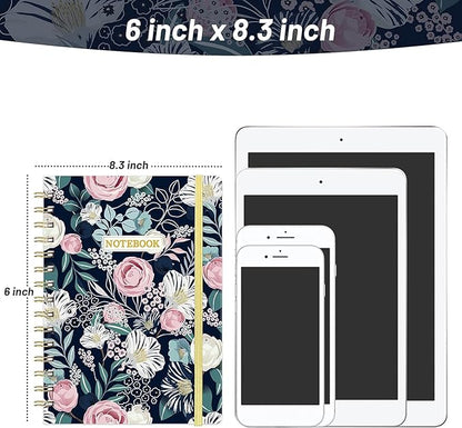 Ruled Notebook/Journal - Classic Lined Journal/Notebook, 6.4'' x 8.5'', Hardcover with Thick Paper, Twin-Wire, Banded + Pen Holder +Inner Pocket - Petunia