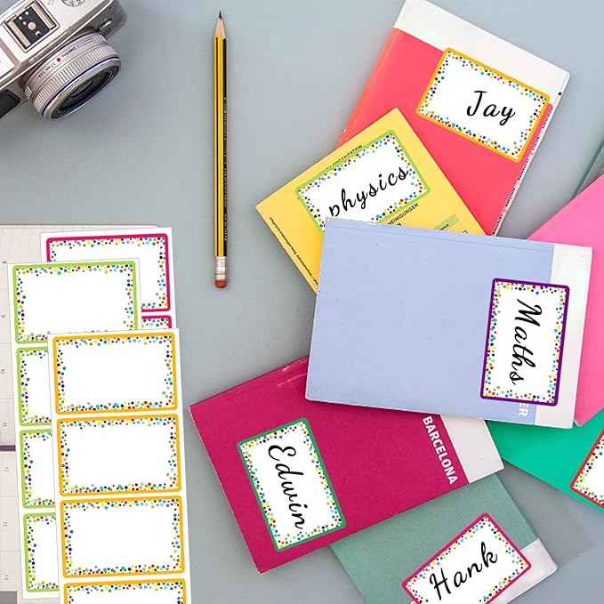 240 Pieces Decorative Colorful Name Tags for Classroom – Blank Stickers to Write on for Student Desks, Bin Labels, Teacher Supplies, 6 Designs (3.5 x 2.25 Inches)