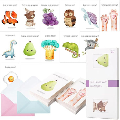 Mr. Pen- Funny Notecards with Envelopes, 24 Set, Funny Cards for Kids, Funny Geeting Cards for Kids, Blank Cards for Kids, Kids Cards, Fun Puns Blank Note Cards