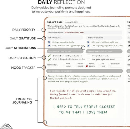 Best Daily Journal for Men & Women for Mindfulness, Productivity, Happiness & Self Care | Gratitude Journal, Affirmation Journal, Positivity Journal, Manifestation Journal, Self-Care Journal, Habit Tracker & Daily Journal with Prompts (Pink)