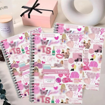 Music Singer Fans A5 Notebooks, Spiral Notebook College Ruled A5, 160 Pages Thick Paper Wire Bound Notebooks for Note Taking School Office Supplies,Pink