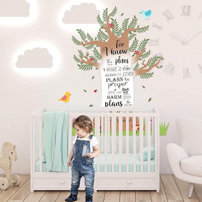 Classroom Tree Bulletin Board Set Bulletin Board Tree Cutouts, Classroom Tree Wall Decor for Elementary School Teacher Chalkboard Supplies (Bible Style)