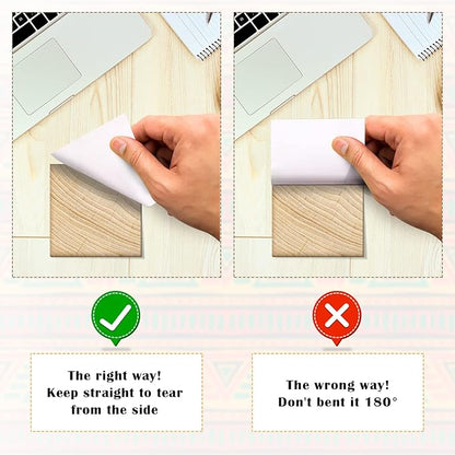 9 Pieces Wooden Pattern Sticky Notes 3x3 Inch Adhesive Wood Grain Memo Notes Self-Stick Note Pads for School Office Home Supplies Students Teachers Present, 9 Styles