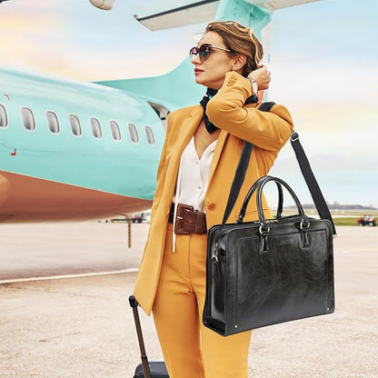 Banuce Vintage and Stylish Genuine Full Grains Italian Leather Briefcase for Women Laptop Bag Business Work Bag