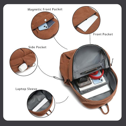 YGR Laptop Backpack for Women and Men, Waterproof Lightweight Travel Daily Rucksack Casual 15.6 inches Computer Bags for College, Brown Corduroy