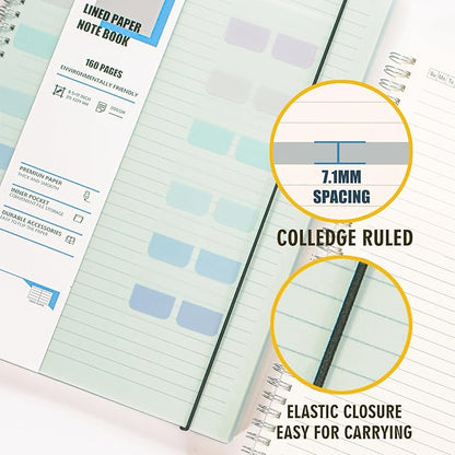 3 Pack Ruled Notebook, 8.5 x 11 Inches Spiral Notebooks for Work, School and Journal with 110 GSM Journal Ruled Paper, Large Notebook with 80 Sheets/160 Pages, Hardcover Ruled Journal