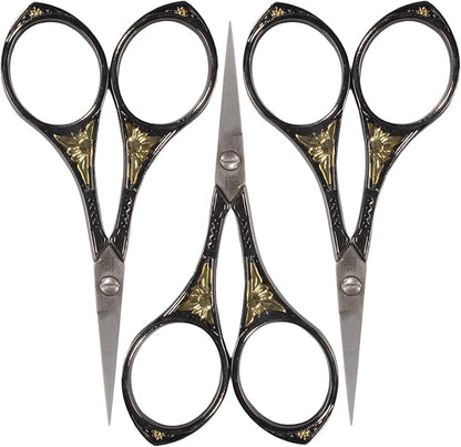 JubileeYarn Sun Motif Embroidery Craft Scissors - Black - 3 Scissors