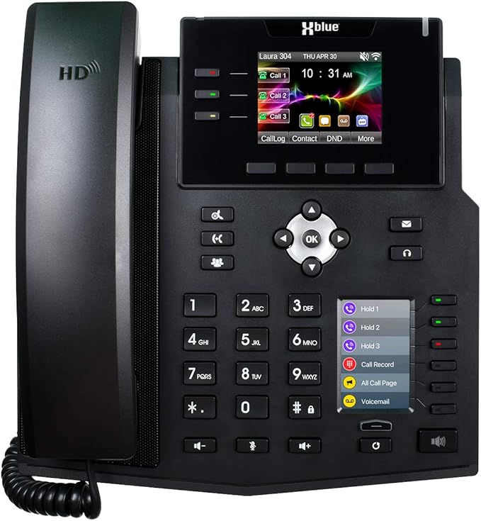 Xblue QB System Bundle with 6 IP9g IP Phones Including Auto Attendant, Voicemail, Cell & Remote Phone Extensions & Call Recording, Black, (QB1006)