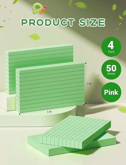 Green Index Cards 3x5 Ruled Note Cards, 200 PCS Lined Index Cards Flashcards, 180 GSM Heavyweight Notecards 3x5 Lined Flash Cards for Studying School Notes Taking, 3 x 5 Index Card Ruled Study Cards