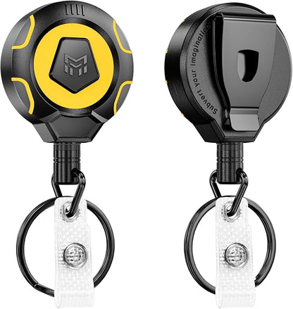 MNGARISTA Upgraded Heavy Duty Retractable Keychain with Belt Clip, 10 OZ Retraction, 31.5" Stainless Steel Cord, ID Badge Reel with Badge Strap and Key Ring, 2 Pack