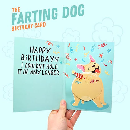 Farting Dog Birthday Card - Funny Birthday Card for Men Women Kids - Farting French Bulldog Meme Sound and Shaking Dog Motion Bday Greeting Cards 5.25 x 8.18 Inch