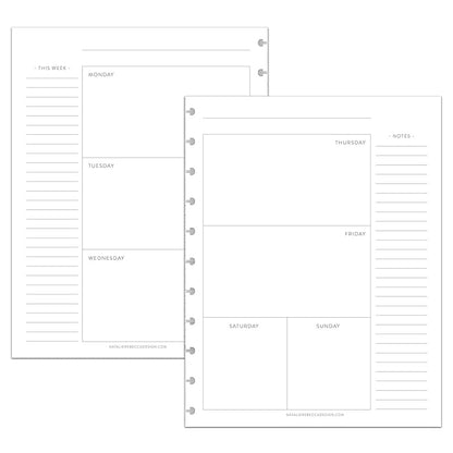 BetterNote Horizontal Undated Calendar Refill Pages for Disc Notebook, fits The Happy Planner, Discbound Levenger Circa, Staples Arc, TUL (Classic- 6 months, 11-Disc, 8.5"x11")