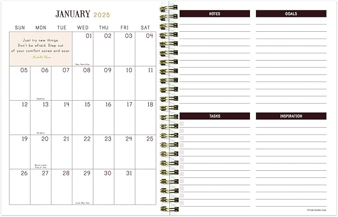 TF PUBLISHING 2025 Victorian Blooms Medium Weekly Monthly Planner - Goals & Task Trackers - Planner Monthly and Weekly with Organizer Stickers - 12 Month Calendar Planner - 6.5" x 8"