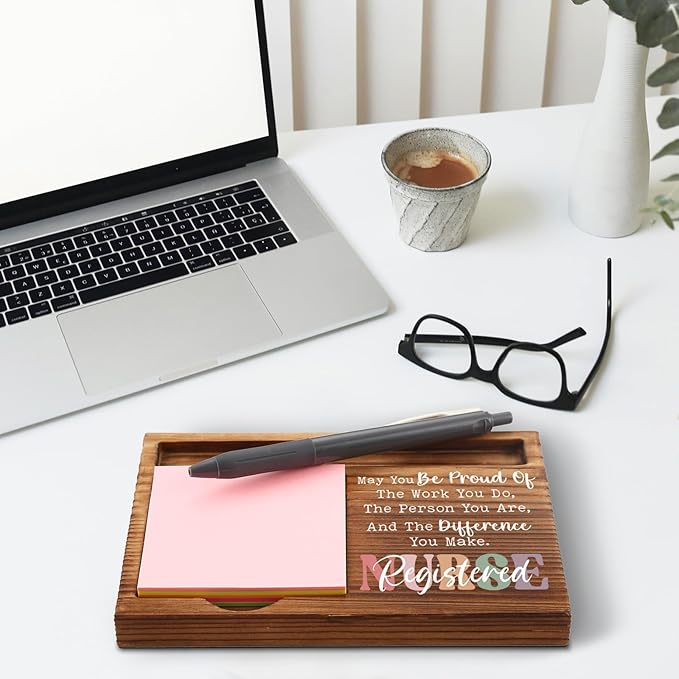 Registered Nurse Sticky Note Holder, Registered Nurse Thank You Appreciation Gifts for Men, Women, Registered Nurse RN Therapy Office Desk Self-Stick Note Pad Holders GSH466