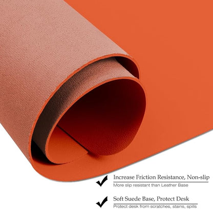‎Boutilon Leather Desk Pad 35"x 17" Non-Slip Mouse Pad,Office Desk Mat,Waterprooft PU Leather Desk Blotter,Desk Pad Protector,Desk Writing Pad for Home Office Decor (L-Orange H,35"x 17")