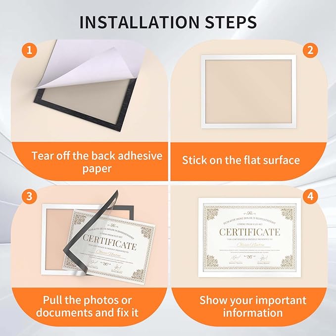 24Pack Magnetic Sign Holder 8.5 x 11 Wall Mount, Self Adhesive Display Magnetic Picture Frames Sheet With Strong Magnet Border for Window/Door/Fridge, Document Poster Paper Holders for Home Office Store, Silver