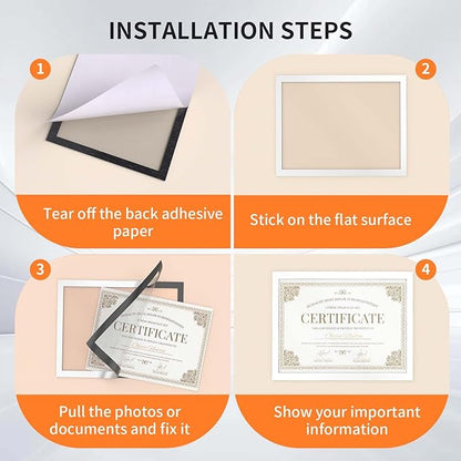 12Pack Magnetic Sign Holder 8.5 x 11 Wall Mount, Self Adhesive Display Magnetic Picture Frames Sheet With Strong Magnet Border for Window/Door/Fridge, Document Poster Paper Holders for Home Office Store, Silver