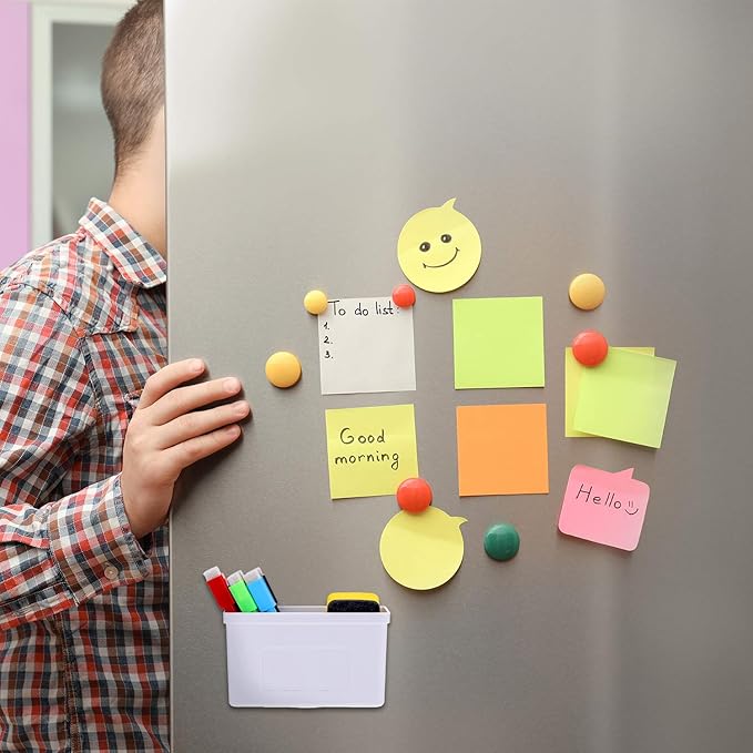 Boao Whiteboard Dry Magnetic Plastic Holder, 8 Pieces Colorful Magnetic Markers with Eraser Cap, Whiteboard Eraser for School Office Home 100th Day of School, 10 Pieces Totally(Stylish)