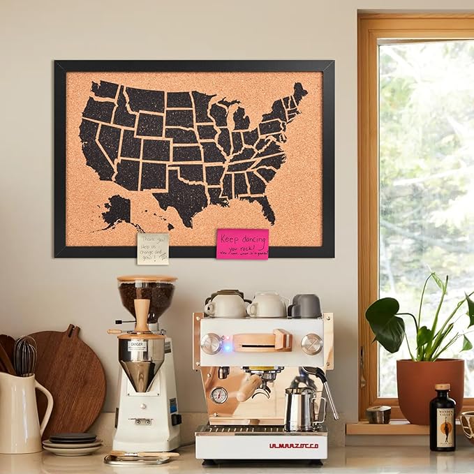 Cork Board Map of The United State, Approx.20" X 30" Bulletin Boards for Walls with 10 Pins, Travel Tracker Map for Office, School and Home (US-MAP-5075)