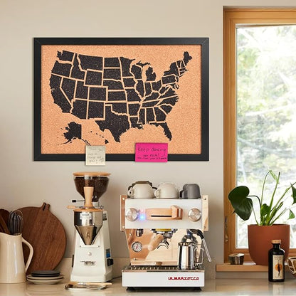 Cork Board Map of The United State, Approx.20" X 30" Bulletin Boards for Walls with 10 Pins, Travel Tracker Map for Office, School and Home (US-MAP-5075)